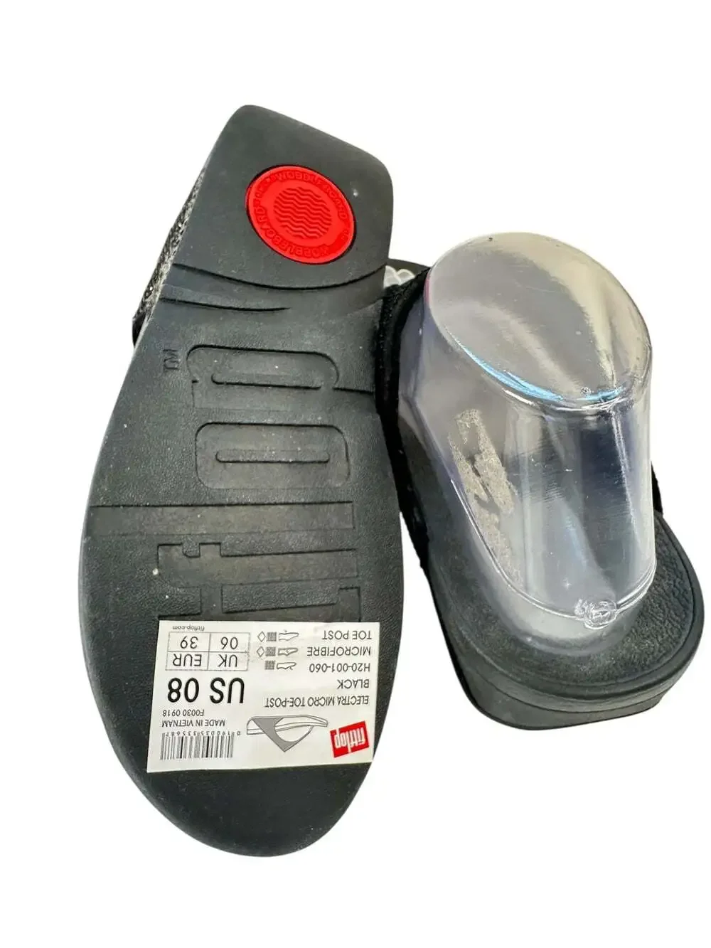 FitFlop Electra Micro Crystal Black Toe Post Wedge Comfort Sandals Womens 8